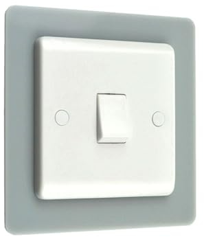 Pos Display Shop Grey Single Plug Socket Light Switch Surround Finger Plate Wall Protector Acrylic (2, Grey)