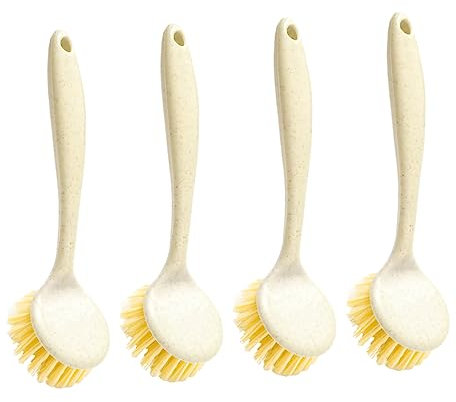 minkissy 4pcs Kitchen Dish-washing Brushes Long Handle Non-stick Oil Pan Cleaning Brush Set Household Reusable Nonslip Cleaning Tools for Stove and Pots