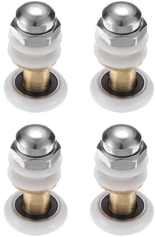 PATIKIL Shower Door Rollers 19mm/0.7, 4 Pack Bathroom Glass Door Runner Wheel Sliding Shower Door Roller Wheels for Bathroom Kitchen Glass Sliding Door, White