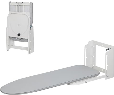 ZOES HOMEWARE Wall Mounted Ironing Board Adjustable Height, 180° Rotation Hanging Ironing Board, Space-Saving Fold Down Ironing Board Wall Mount, 36 x 12, Silver