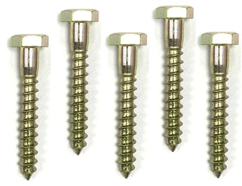 RADSO® M6 (6mm x 45mm) Hex Head Coach/Wood/Lag Screw - Yellow Zinc Plated - DIN 571 - Suitable for Wood, Masonry, Brick, and Concrete Wall Fixing. Anti-corrosive - Best for outdoor use- Pack of 10