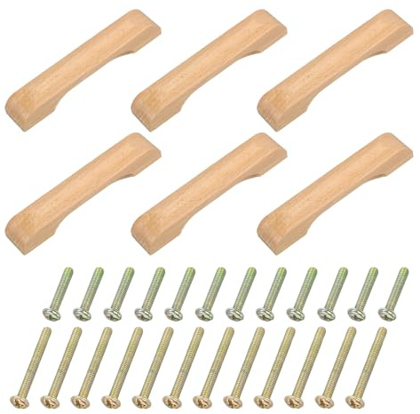 QUARKZMAN Maniglie in Legno di Faggio per Cassetti - 96mm/3.78 Forma Ponte per Armadi, Cucina, Cassettiera, Mobili