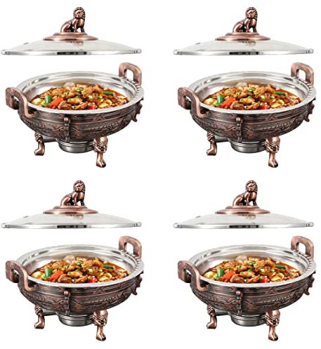 Chafing Dishes & Food Warmers Set - Round Catering Buffet Server For Kitchen Party Dining Buffet, with Food Pan and Fuel Holders