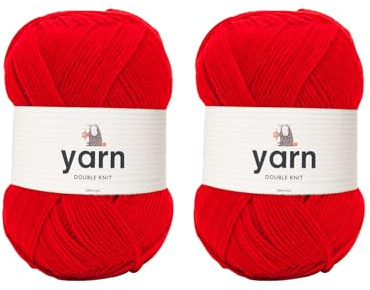 Korbond garn – röd – 2 x 100 g akrylull – lätt, allergivänlig och hållbar dubbelstickad virkad garn stickad ull