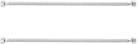 Heable Pair of Flexible Pipes for Bathroom/Kitchen/Toilet Taps British Standard Pipe 1/2 x 1/2 BSP Fitting 300mm Long