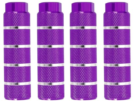 PATIKIL Aluminiumlegierung Streifen Fahrrad Pegs Passend Für 3/8 Zoll Achsen 4er Pack rutschfeste Füße Fahrrad Pegs Hintere Sitzständer Für BMX Mountainbike Fahrrad Hintere Stunt Pegs Lila
