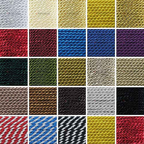 KBBB Satinkordel Rot/Weiß 3mm x 5m oder 3mm x 25m Gedreht Geflochten Schmuck Schnur Zierkordel Deko Nähen Farbwahl