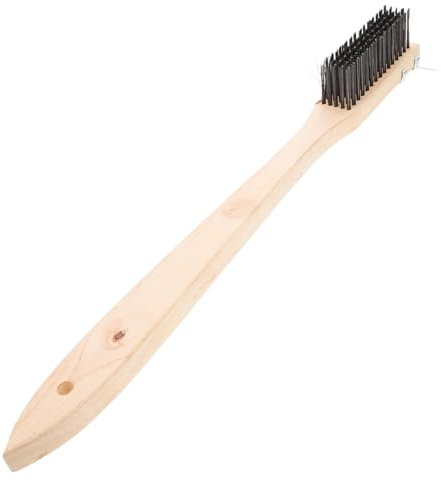 MINAOLULUS Pizza Stone Cleaning Brush and Stainless Steel Wire Oven Brush Long Wooden Handle for Pizza Oven and Grill Scrubbing for Bbq and