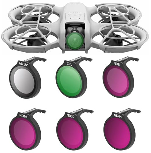 WUISOLQP für DJI Neo ND Filter, 6Pack Multi Beschichtung HD Optical Glass CPL Filter,Lightweight Lens filter für DJI Neo Zubehör,Verbessern Sie Ihre Luftbildaufnahmen(MCUV, CPL, ND8, ND16, ND32, ND64)