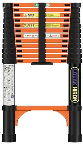 Scala telescopica, 3,8 m, allungabile, pieghevole, antiscivolo, in alta qualità, allungabile multiuso