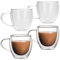 Lot de 4 verres à café latte macchiato avec anse - 250 ml - Double paroi - Résistants au froid et à la chaleur - Pour cappuccino, latte, thé, café, lait, jus, bière