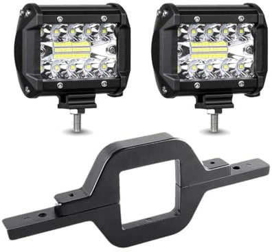 2 Stück 4 Zoll 60 W LED-Lichtleiste mit Anhängerkupplungs-Montagehalterungen, superhelle Auto-4x4-Scheinwerfer, LED-Arbeitslicht, passend for LKWs im Gelände(2PCS 60W And Bracket)