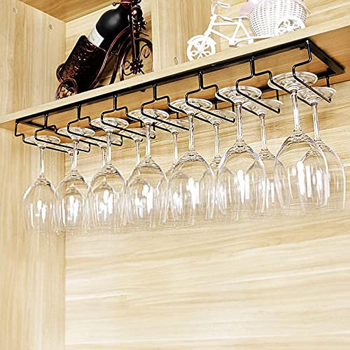 Wall Mounted Hanging Stemware Holder for Bar and Restaurant Under Cabinet Metal Storage Shelf with 7 Slots for Glassware Space Saving Organizer for 3 7 Rows of Glasses