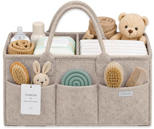 Essential Baby Caddy für Neugeborene Geräumige, stabile und tragbare Windel- und Windeltasche für Neugeborene Essentials, Kindergarten Aufbewahrungskorb & Organizer für Babyparty-Geschenke