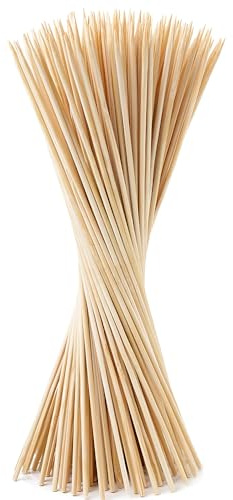 Wooden Skewers Durable Bamboo 25cm Sticks Barbecue Skewers Kebab Sticks for Air Fryer Fruit BBQ Cake Topper Chocolate Fountain Decorations Crafts 100 Pack