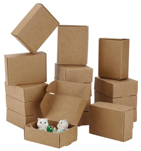 PH PandaHall 20 Stück Weihnachten Brauner Geschenkkarton Kleine Pappschachtel Mini Papierschachteln Rechteckige Kraftboxen für Weihnachten Party Hochzeit Gunst Schmuck Geschenk Verpackung 8.5x6x3cm
