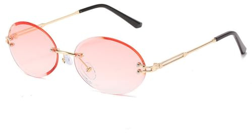 OSAGAMA Lunettes de soleil tendance - Petites lunettes ovales sans monture pour homme et femme