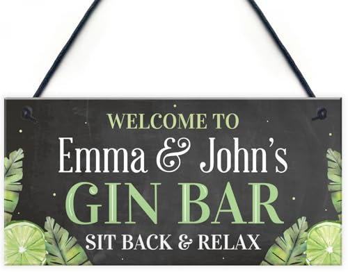Signs Plaques Quirky Gin Bar Sign PERSONALISED Gin Bar Sign Home Bar Signs House Decor