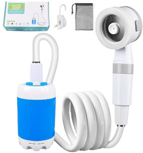 CHENRI Portable Camping Shower Outdoor Camp Shower Pump, Tragbare Campingdusche Akku mit Pumpe, 2 Modi Camping Dusche Outdoor, Elektrische wiederaufladbare Campingdusche für Reisen, Haustier (Blau)