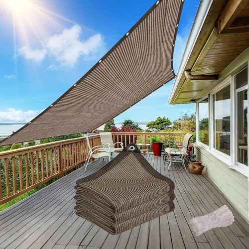 Genérico Café Toldo Vela 1x1.5 2x3 3x3 3x4 4x5.5 4x6m 95% UV Malla Sombreo Impermeable Exterior, Tela De Sombra para Pergola Invernadero(2.5x7 M)