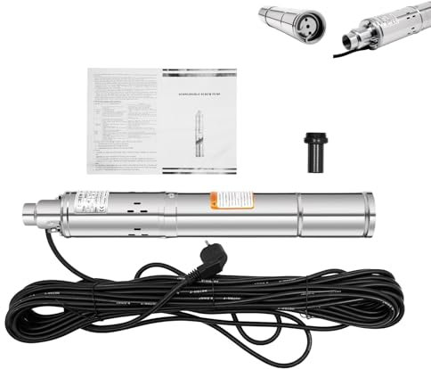 Pompa per pozzi profondi 3, 250 W, 220-240 V, in acciaio inox, cavo 20 m, mandata 80 m, portata 1600 l/h, IP68, per irrigazione, agricoltura, camper