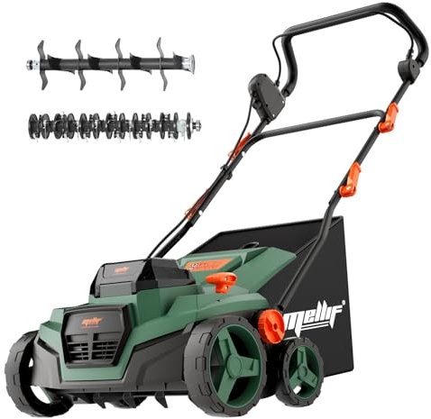 Witlight Akku-Rasenmäher kompatibel mit Makita Akku 18V, Akku-Vertikutierer-Lüfter (38cm Arbeitsbreite,650W Motor,45L Fangsack,-12mm bis 6mm Schnitthöhenverstellung, klappbar)