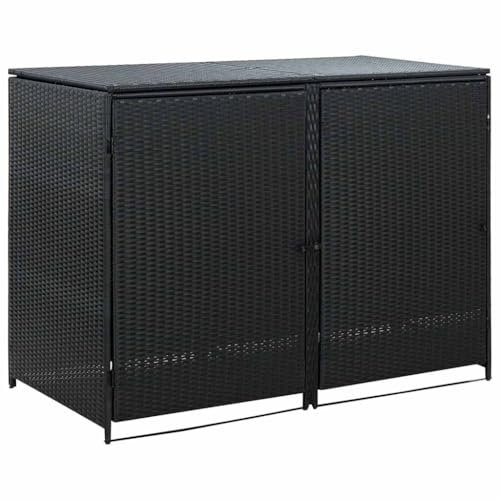 Abris pour Poubelle Double Résine tressée Noir 148x80x111 cm Cabanes/abris