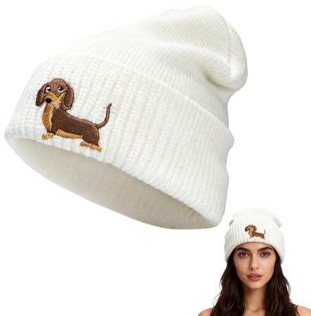 YYSWSAKY Dackel Mütze, Dackel Strickmütze, Geschenke für Hundebesitzer, Dackel Geschenke für Männer Frau, Winter Beanie Mütze, Geschenk Strickmütze für Hundebesitzer