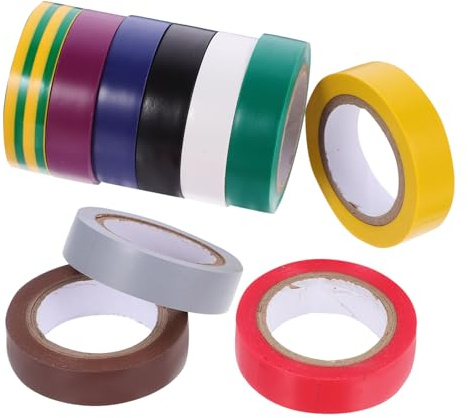 STOBAZA 10 rollos Cinta Aislante Eléctrica de Cinta Adhesiva de PVC para Cableado y Arneses Alta Temperatura Colores Surtidos para Automoción y Proyectos Eléctricos
