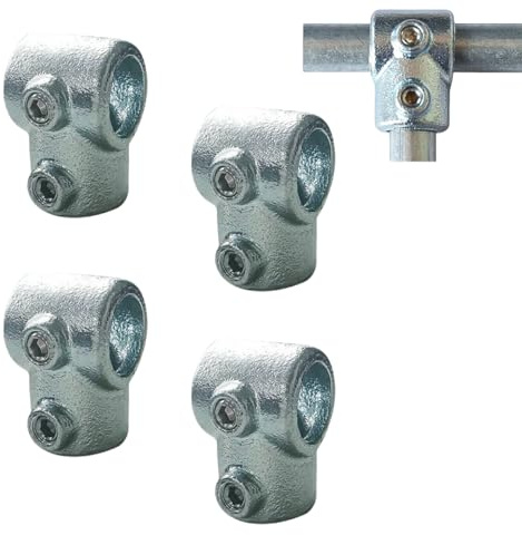 LONG TAO 4PCS 3/4 Galvanized Pipe Fittings Single Socket Tee Single-Socket 90° Tee Structural Pipe Fitting Clamps Rail Connector Fit Pipe for Butt Joint Between Two Pipes