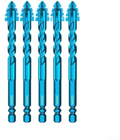 babominimer Juego de 5 brocas excéntricas dentadas de cuatro flautas de 6 a 12 mm para vidrio, madera, metal y azulejos, juego de brocas de carburo para mampostería de yeso, ladrillo, hormigón (12 mm)