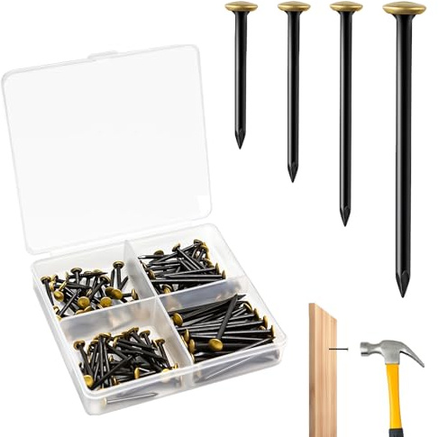 120 Stück Stahlnägel Set 20/25/30/40mm, Ideal als Bildernägel, Rostfreie Stahlnägel für Betonwände, Ziegelstein, Putz und Holz, in Aufbewahrungsbox