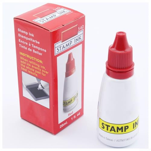 Bulevisiter Selbstfärbende Nachfülltinte 25 cc, wasserbasierte Stempelfarbe für selbstfärbende Stempel und Datumsstempel, kompatibel mit den meisten Stempelkissen, 1 Packung (rot)