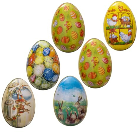Healeved 6pcs Easter Egg Candy Boxes Metal Storage Containers Easter Treat Holders Party Favor Snack Boxes for Celebration