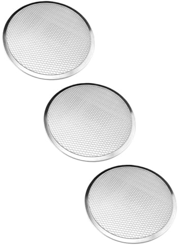 Homoyoyo Lot de 3 Plaques à Pizza en Aluminium Épais 20 CM Grille Perforée pour Four Plateau de Cuisson Résistant à la Chaleur pour Pizza et Pâtisserie