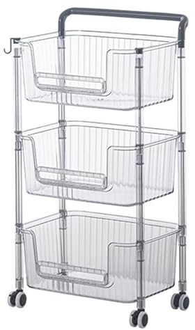 NDiyueAa Carro de Almacenamiento con Ruedas, Organizador Multifuncional con Ruedas, para el hogar, Cocina, baño, Uso de Oficina, Estante de Metal de 3 Niveles (3 Capas)
