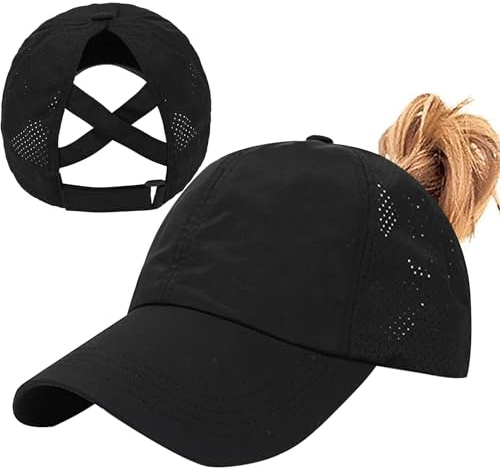 Tiakay Damen Pferdeschwanz Baseballcap – Atmungsaktiv Mesh & Schnelltrocknend | Verstellbarer Criss Cross Verschluss | Sommer Outdoor Sport Sonnenschutz Mütze für Laufen, Golf und Freizeit