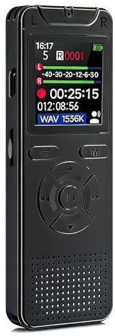 Enregistreur Vocal Numérique avec Lecture Dictaphone 32 Go, 1,44 Écran Couleur Enregistreur Audio MP3, 1536Kbps Enregistreur Sonore avec Réduction du Bruit et Mot de Passe pour Interviews Classes