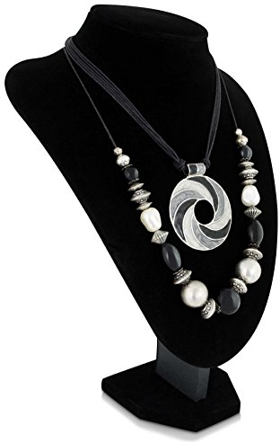 Grinscard Schmuckbüste für Halsschmuck - Schwarz 29 x 20 x 13 cm - Schmuckhalter Ketten Aufbewahrung & Präsentation