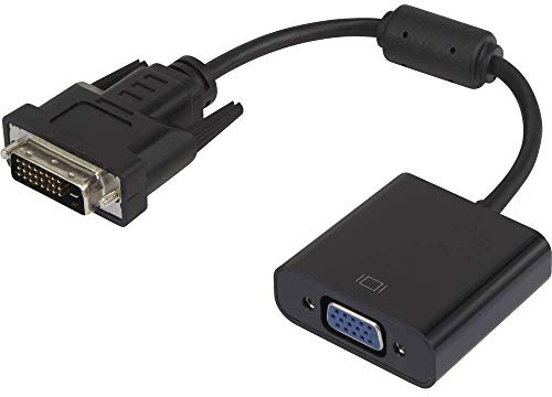 Renkforce RF-3301134 DVI/VGA Adaptateur [1x DVI mâle 24+1 pôles - 1x VGA Femelle] Noir avec Noyau en ferrite, Contact