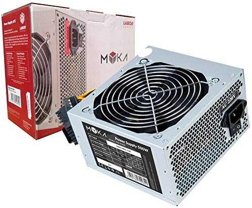 MYKA Alimentation pour boîtier ATX PW-R500 500 W 3 x Sata 1 x IDE (Molex) Bouton marche/arrêt Ventilateur 12 cm Super silencieux