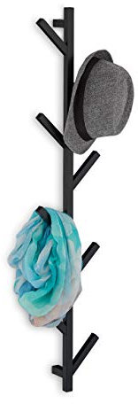 Relaxdays Wandgarderobe mit 8 Haken, platzsparend, dekorativ, Metall, H x B x T: 100,5 x 19,5 x 7 cm, Garderobe, schwarz