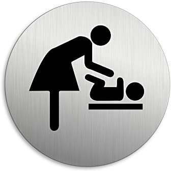 Targhetta per Porta - Cambiador bebe Targa Ø 75 mm Alluminio spazzolato auto-adhesiva