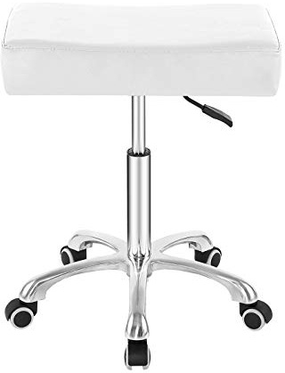 Nazalus Rolling Swivel Stool Height Adjustable with Wheels Heavy Duty for Office Home Desk Counter Salon (Black) (White, Without Footrest)