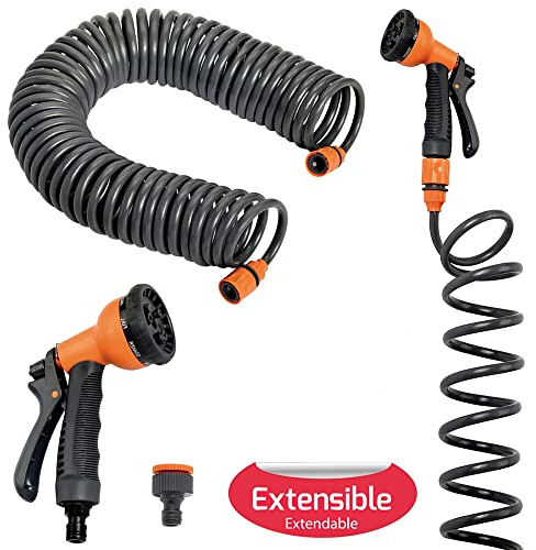 Manguera Riego Jardin Autoenroscable Con Set Riego 15 Metros