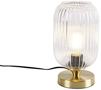 Qazqa banci - Lampada da tavolo Art déco - 1 luce - Ø 140 mm - Oro/Ottone - Art déco - Soggiorno I Camera da letto I Sala da Pranzo I Cucina