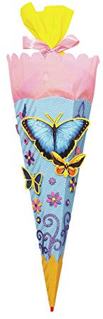 ROTH Schultüten-Bastelset Butterfly 68cm 6-eckig Rot(h)-Spitze Kreppverschluss