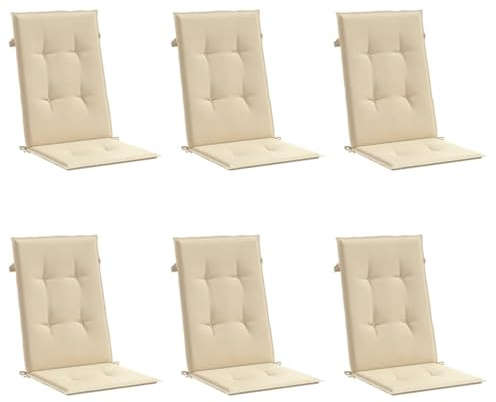 vidaXL Gartenstuhlauflagen für Hochlehner 6 STK., Gartenstühle Sitzauflagen, Sitzkissen Polsterauflagen UV-Beständig, Hochlehner Auflagen, Beige Stoff