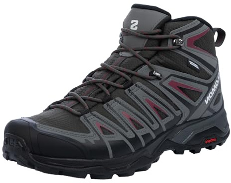 Salomon Men's X Ultra Pioneer Mid Climasalomon Waterproof Climbing Shoe,Peat/Quiet Shade/Biking Red,10.5 UK