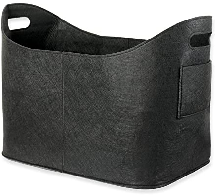 Schramm® Kaminholztasche schwarz aus Filz Holzkorb ca. 53x40x30 cm wählbar 1, 2 oder 3 Stück Filzkorb Zeitungskorb Filztaschen, Größe:1 Stück